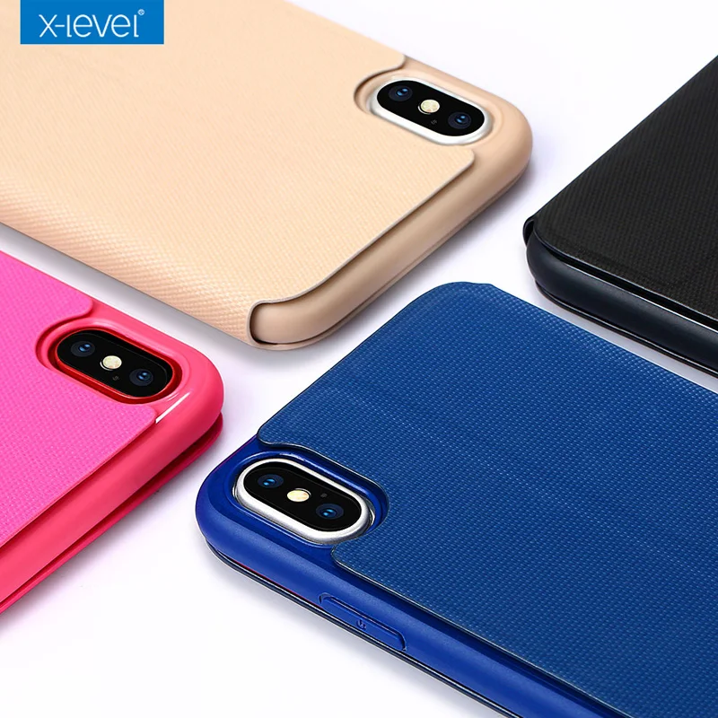 

For iPhone X phone case X-Level High Quality PU Leather + Soft TPU Flip Book Case Cover for iphone X 10 capa with card slot