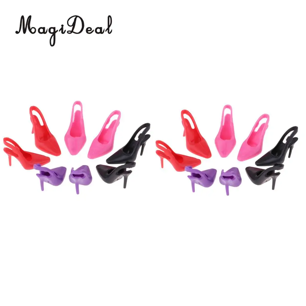 8 Pairs 1/6 Scale Miniature High Heel Shoes Furniture for Dolls House Room Woman Figures Accessory Decoration