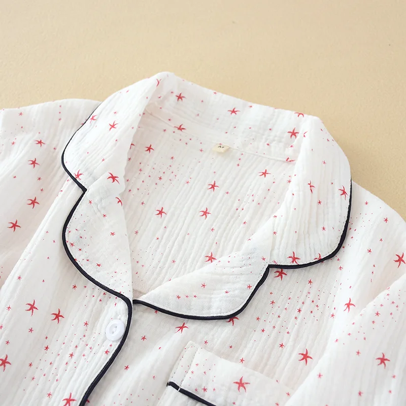 crape хлопок свежие звезды короткие пижамные комплекты женские летние японские с короткими рукавами простые женские пижамы для женщин
