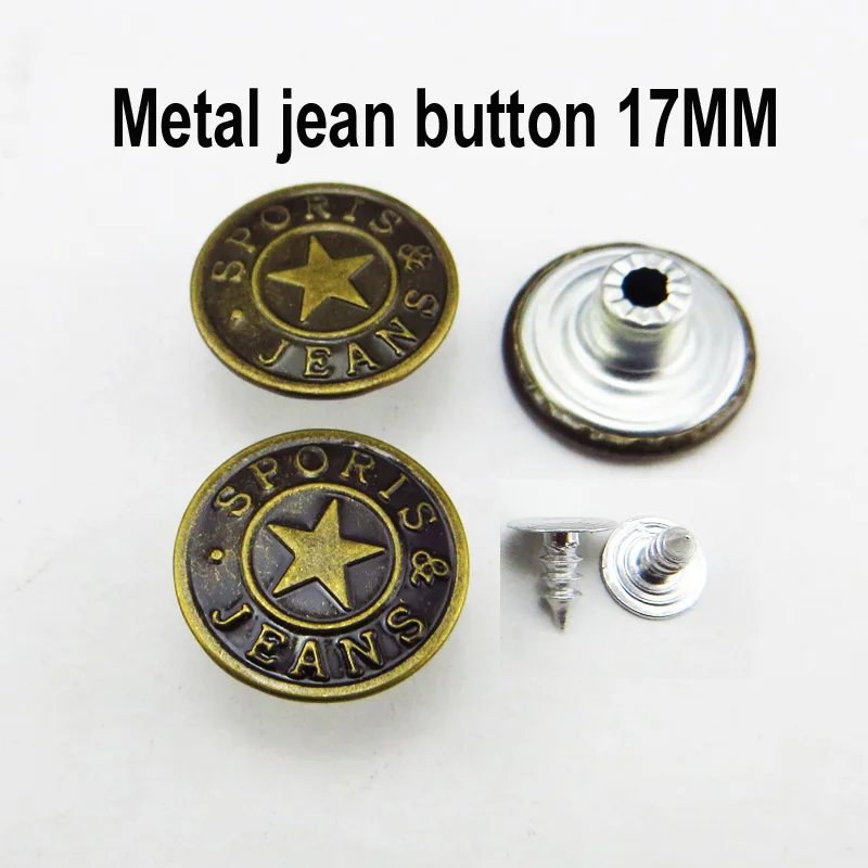 30 шт. 17 мм красные буквы дизайн металлические джинсы кнопка бренд круглые джинсовые пуговицы одежда аксессуар MJB-305