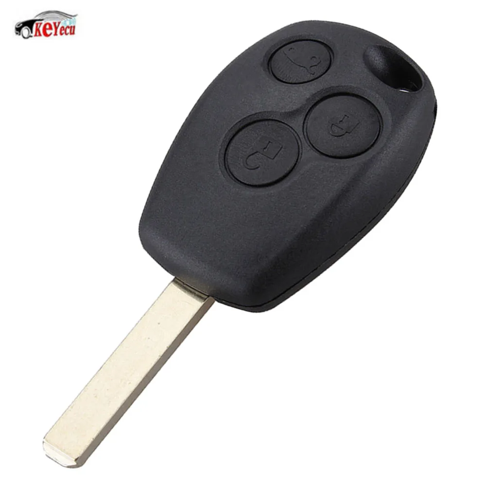 

KEYECU Replacement Remote Key Shell Case Fob 3 Button+Non-grooves Blade Blank for Renault Clio Modus Twingo Kangoo Master