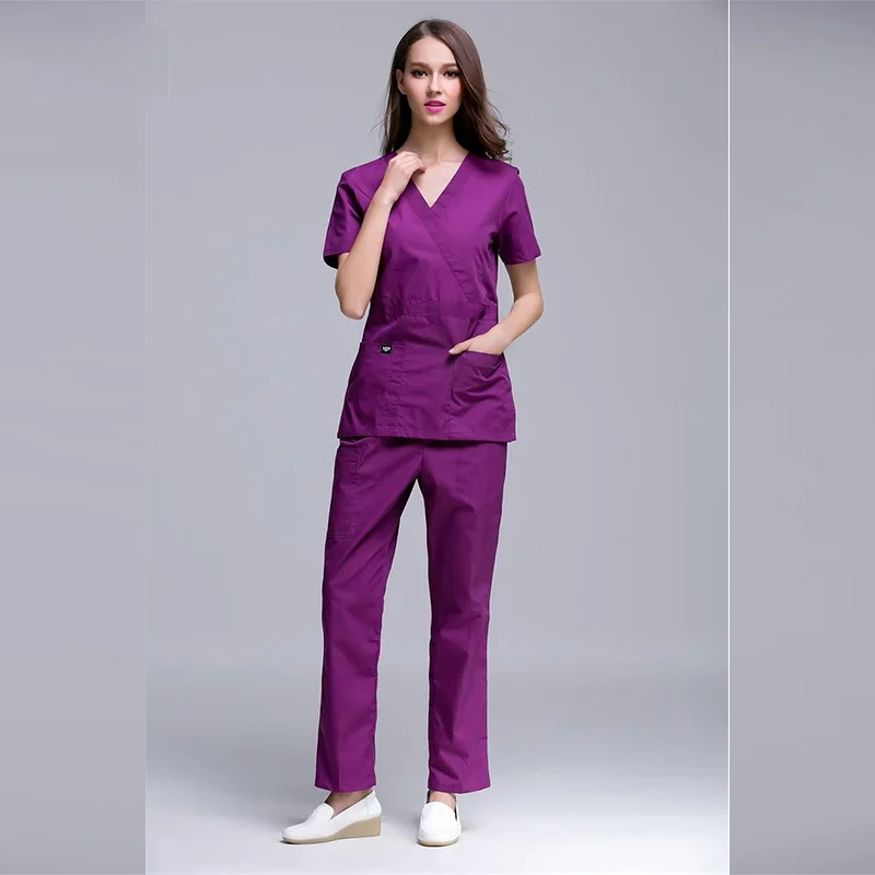 VIAOLI лето новый хирургические халаты мода молния дизайн v-образный вырез медсестры одежда салон красоты зубная клиника Спецодежда