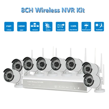 

PUAroom 8CH IP Full HD IP66 waterproof security cameras with RoHS FCC CE approved H.264 NVR home security monitoring systems