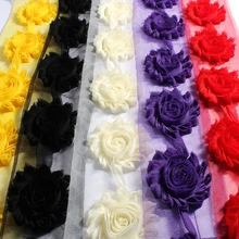 30yard/lot 2.6 ''15 Цвета искусственные мягкие Роза отделка потертый потертые шифон 3D Ткань цветы для Банданы для мужчин /Свадьба Decortions