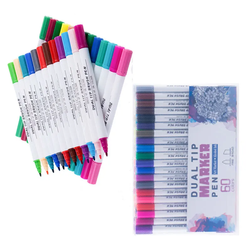 

Dual Tip Marker School Sketch Colored Pen Two Hand Fineliner Fine Pen Children Drawing Manga Watercolor Markers