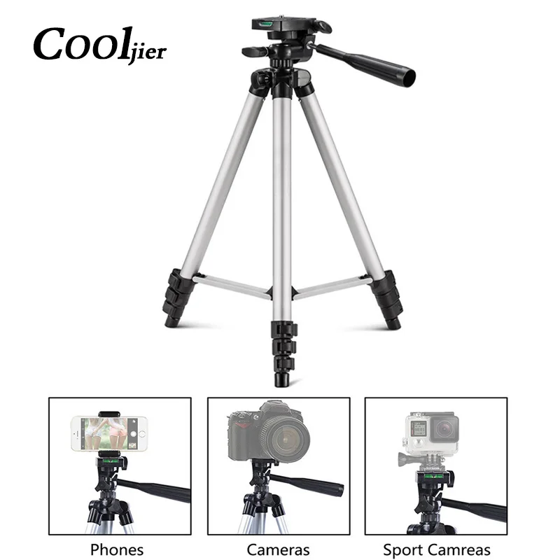 

COOLJIER Protable Camera Tripod Stand with Rocker Arm For iPhone Samsung Mobile Phone Tripod For Canon Nikon Sony Camera Tripod