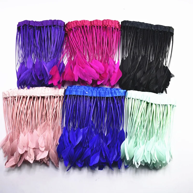 

2 Meters Stripped Coque Tail Feathers Trims Ribbon Height 4-6" pheasant Goose Feathers for Crafts DIY Sewing Accessories Plumas