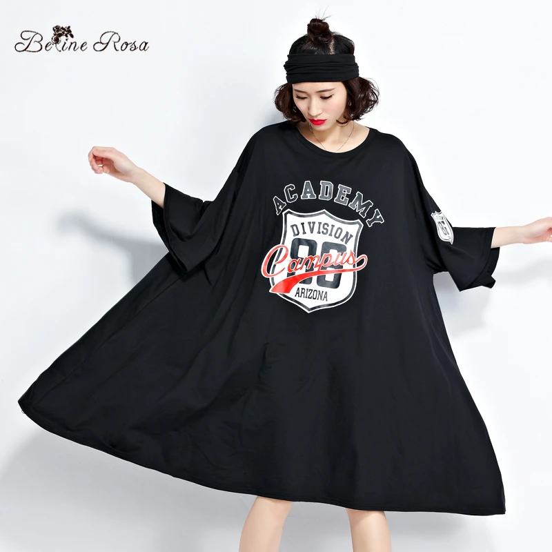 Belinerosa 2017プラスサイズの女性服ヨーロッパファッションバットウィングスリーブチュニックtシャツドレス女