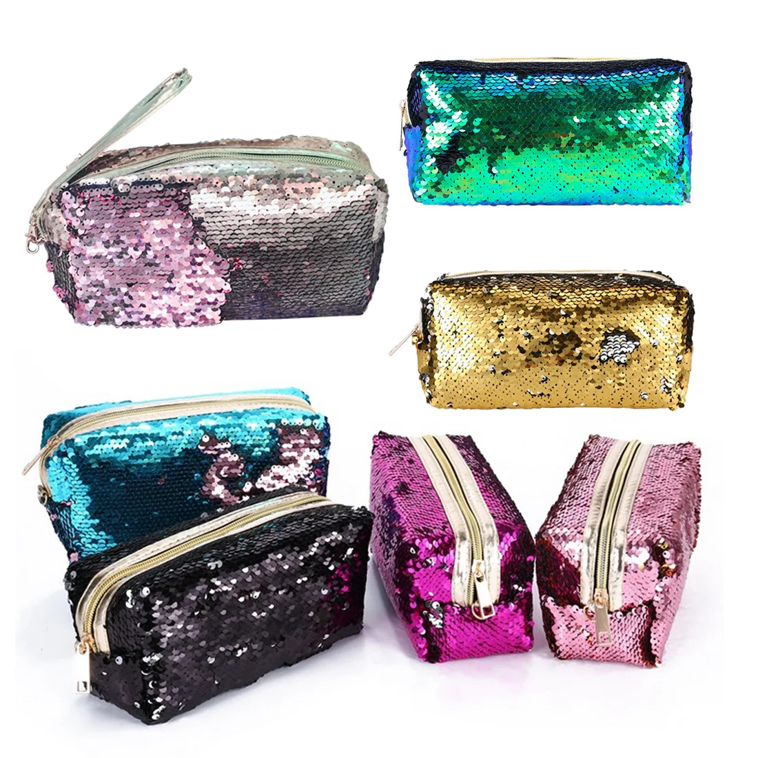

New High Quality Glitter Mermaid Sequins Laser Cosmetic Bag Fashion Student Sequin Pencil Case Ladies Coin Purse Storage Bags