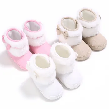 

Winter Baby Moccasins Newborn Baby Infant Toddler Girl Boots Crib Shoes Bow Prewalkers Furry Snow Winter Warm Boots Bowknot Walk