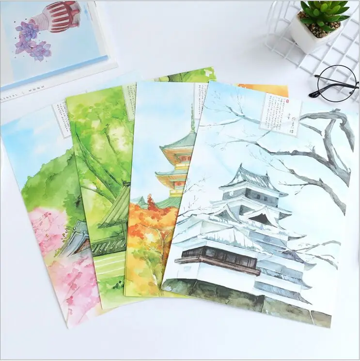 

Four Season's scenery 4 Pages letter paper+2 Pages envelope Writing Paper Love Letter Stationery