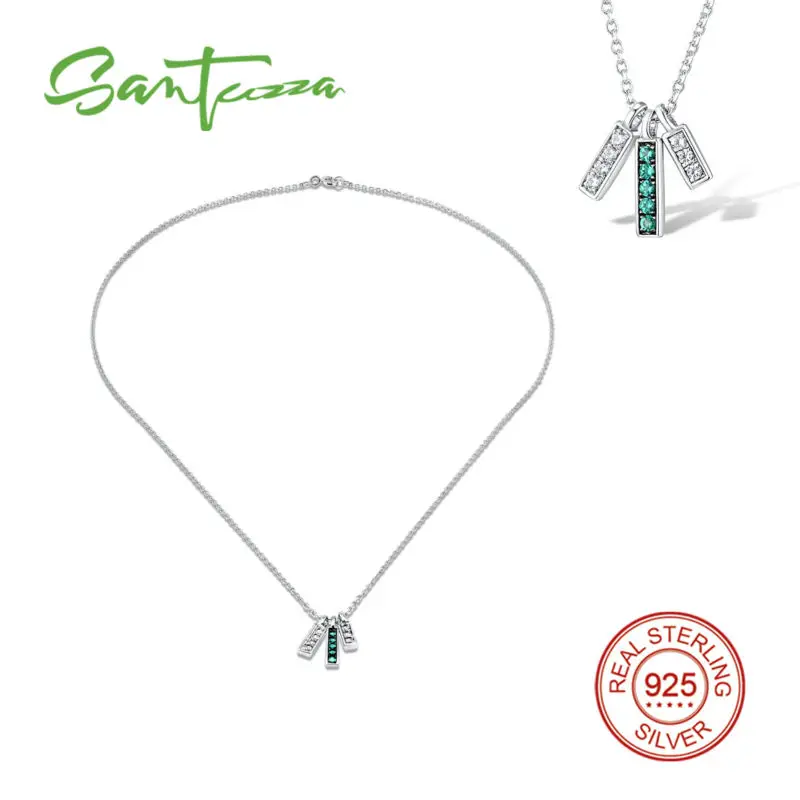 

Silver Necklace Chain for Woman White Created-Sapphires Created-Emeralds Necklace Pure 925 Sterling Silver Party Fashion Jewelry