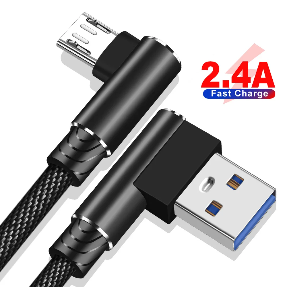 Олаф 2.4A Micro USB кабель 3 м 2 м 90 градусов быстрая зарядка USB кабель для передачи данных для samsung Xiaomi Redmi Note 4x5 LG кабели для мобильных телефонов