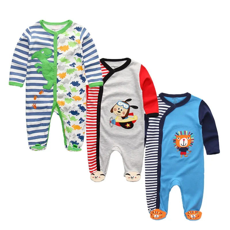 3 PCS/lot Newborn Long Sleeve Comfortable baby footed rompers Cotton cartoon baby boy girl clothes - Цвет: R21