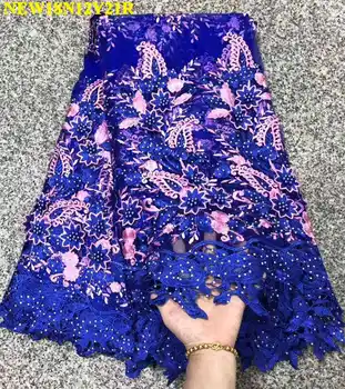

African French Lace Fabric High Quality Green 2017 Latest African Lace Fabric With Rhinestones French Net Lace Fabric HD016