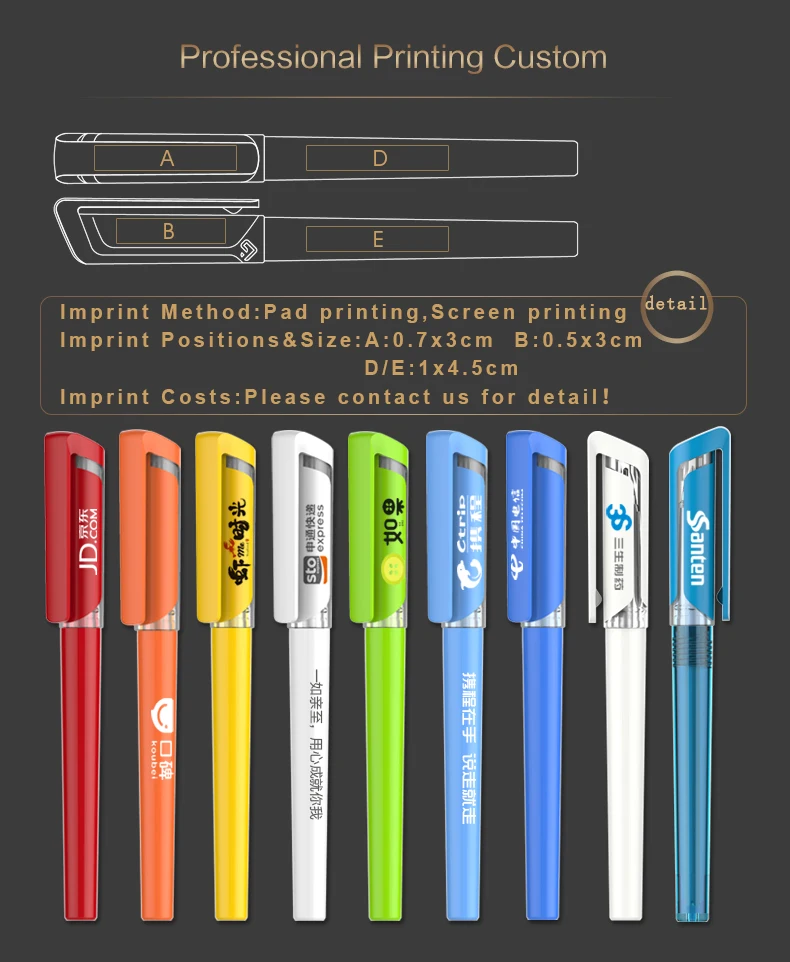 Personalizada com Logotipo Caneta Plástico Tampado Pçs - Lote Snap-on Colorido Presente Publicidade 200 Gel 3 Cheap Canetas de gel