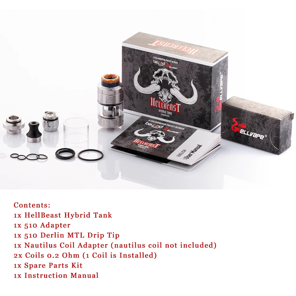 Новейший HELLVAPE Hellbeast Hybrid Sub ohm Tank 24 мм Vape Atomizer 4 0 мл/4 3 мл/3 5 мл испаритель MTL tank fit Baby Beast