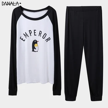 

DANALA Casual Animals Pajamas Set For Man 2019 Summer Supple Sleepwear Men\x27s Set Long Sleeve Black And Black Home Suits