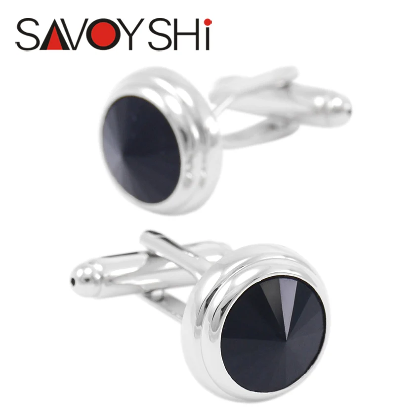 SAVOYSHI Роскошные хрустальные запонки для мужских рубашек высокого качества черные