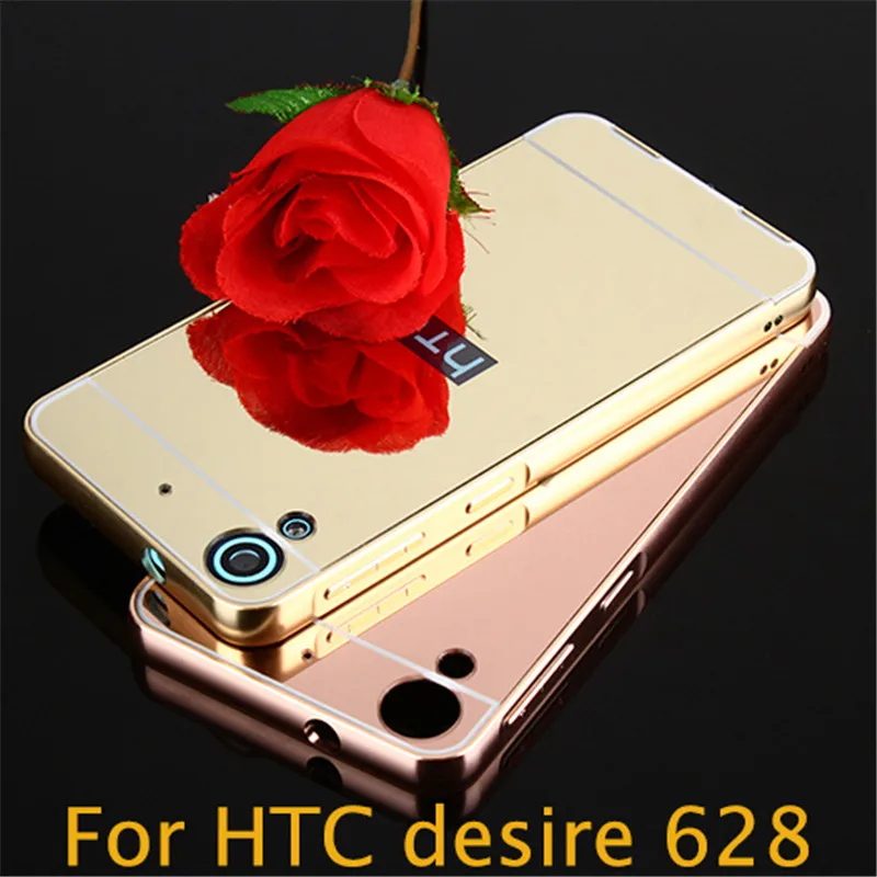 For HTC Desire 628 Luxury Aluminum Case Acrylic Mirror Cover 626 626G 530 630 635 Chrome Back |