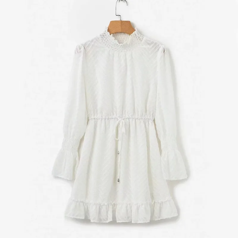 yinlinhe striped white sexy Transparent women dress long sleeve black turtleneck autumn dress slim waist elegant Vestido 8
