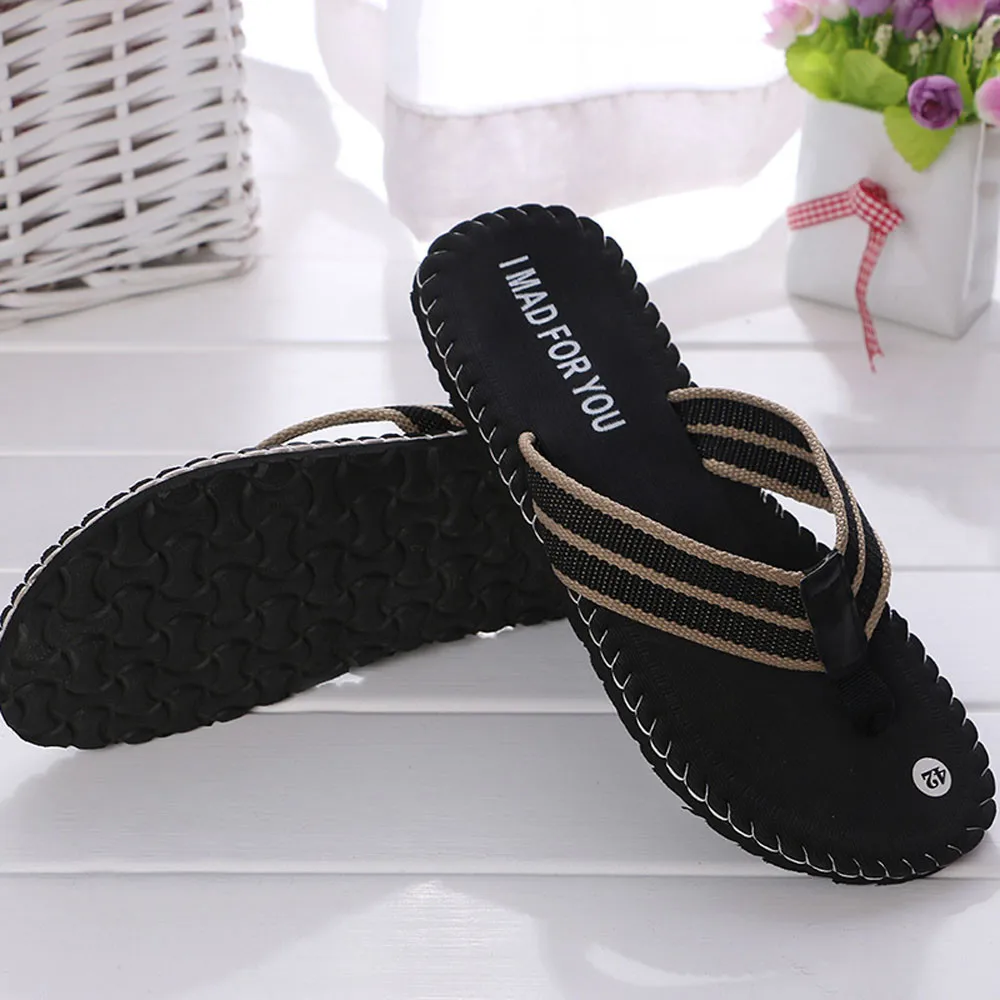 

Brown Black Flip Flops Sewing Edge Retro Beach Slippers Men Summer Shoes Sandals Male Slipper Indoor Or Outdoor Flip Flops
