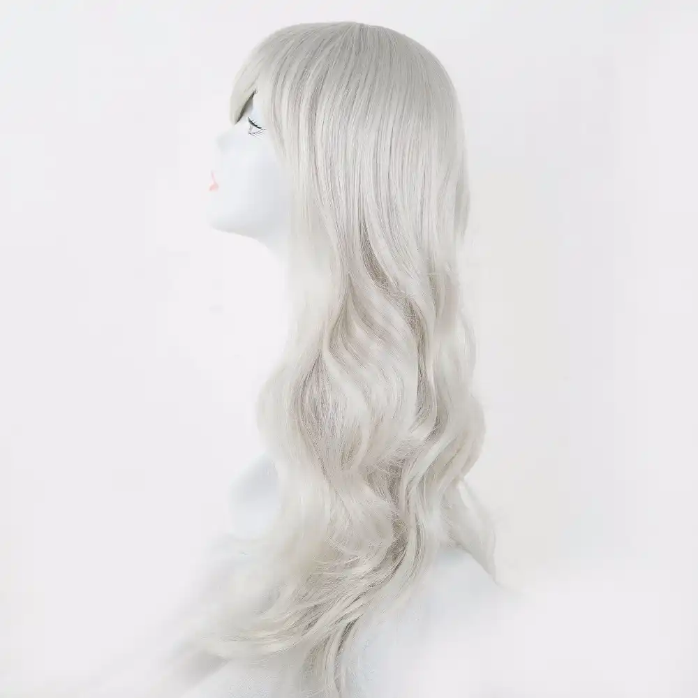 Fei Show Synthetic Heat Resistant Fiber Long Silver Wavy Wigs