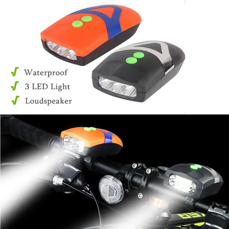 

LED Bike Light Front With Bell 3 Modes Waterproof Bicycle Flashlight Mountain Bike Headlight Warning Cycling Lamp Accessories