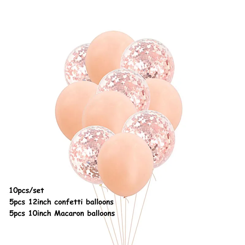 10pcs 12inch Rose Gold Confetti Balloons Champagne Gold Latex Balloons Birthday Wedding Party Decoration Baby Shower Supplies