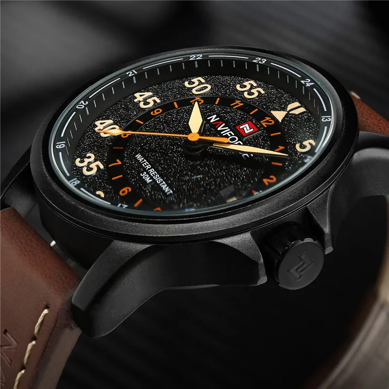 

NAVIFORCE Men Watch Military Sport Mens Watches Top Brand Luxury Rome Army Business Date Leather Band Quartz Male Clock New 9076
