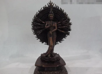 

Collectible bronze S2787 14 Tibet Buddhism bronze1000 Arms Avalokitesvara Kwan-Yin GuanYin Buddha Statue