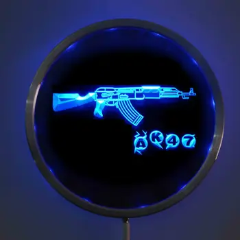 

rs-0801 AK47 NEW KALASHNIKOV Gun LED Neon Round Signs 25cm/ 10 Inch - Bar Sign with RGB Multi-Color Remote Wireless