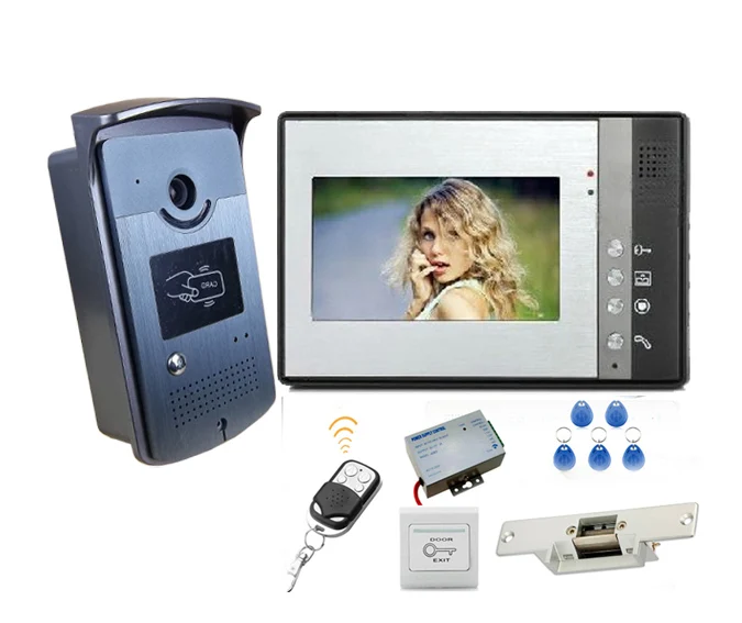 

YobangSecurity 7"Inch LCD Video Door Phone Doorbell Intercom System RFID Card Access Control With Door Lock Remote Controller