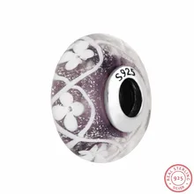 Фиолетовый цвет муранского стекла бусины для изготовления ювелирных изделий особенности Strikling Цветы DIY Fit PANDORA талисманы Серебро 925 P5035C