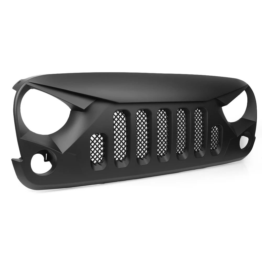 Передняя решетка сетки для Jeep Wrangler JK 2007 2008 2009 2010 2011 2012 2013 черный глянец