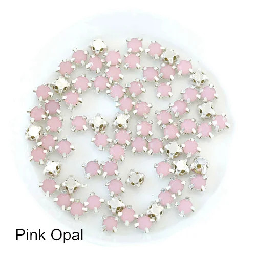 200 шт 4 мм стеклянные круглые пришивные стразы с серебряным клешом с плоской задней стороной цветные пришивные стразы для одежды B1067 - Цвет: Pink-opal