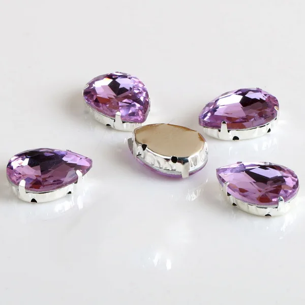 20 шт./лот 10X14 мм Drop Shap Стразы для шитья с коготь пришить стразы кристалл камень для DIY украшения одежды - Цвет: Crystal Purple