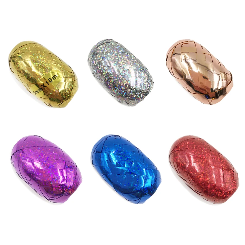

Balloon Rope 6pcs/bag 10M Laser Shiny Curling Ribbons Roll Balloon Streamers Event Wedding Happy Birthday Party DIY Decorations