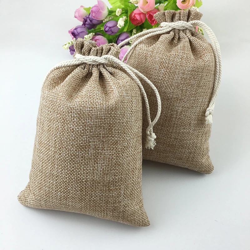 

7*9cm 500pcs Drawstring Sack Gift Bags Jute Packaging Display Jewelry Pouches Gift Bag Wedding Packing Bags Travel Storage Bag