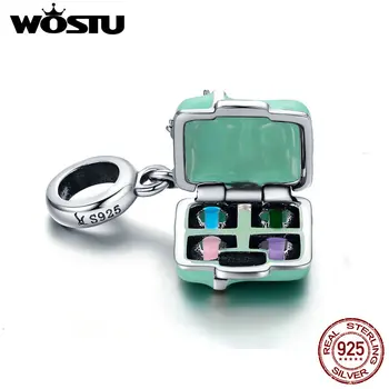 

WOSTU Hot Sale 925 Sterling Silver Macaron Candy Box Dangle Charm fit Beads Bracelet Necklace For Women DIY Jewelry CQC663