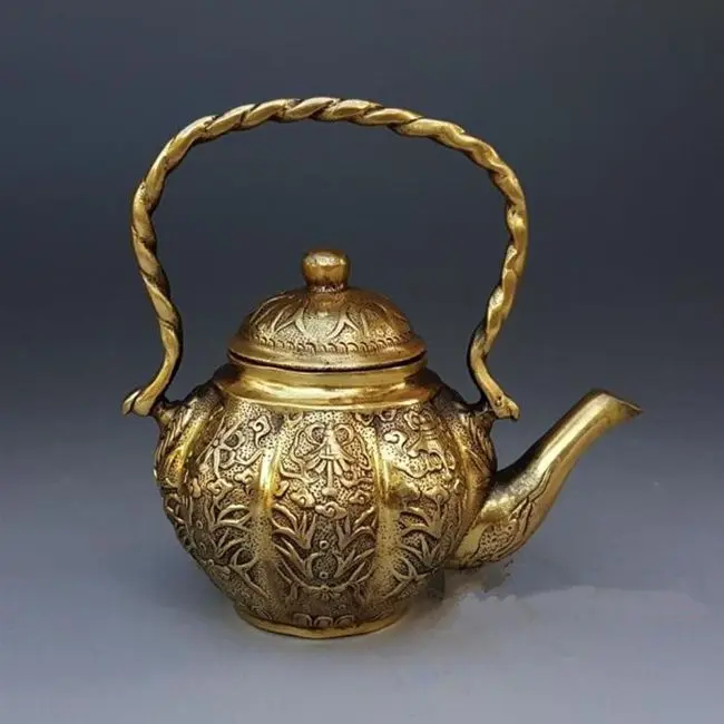 

Antique MingDynasty Handmade carved beam copper teapot / jug,Hand-carved crafts,best collection& adornment,Free Shipping