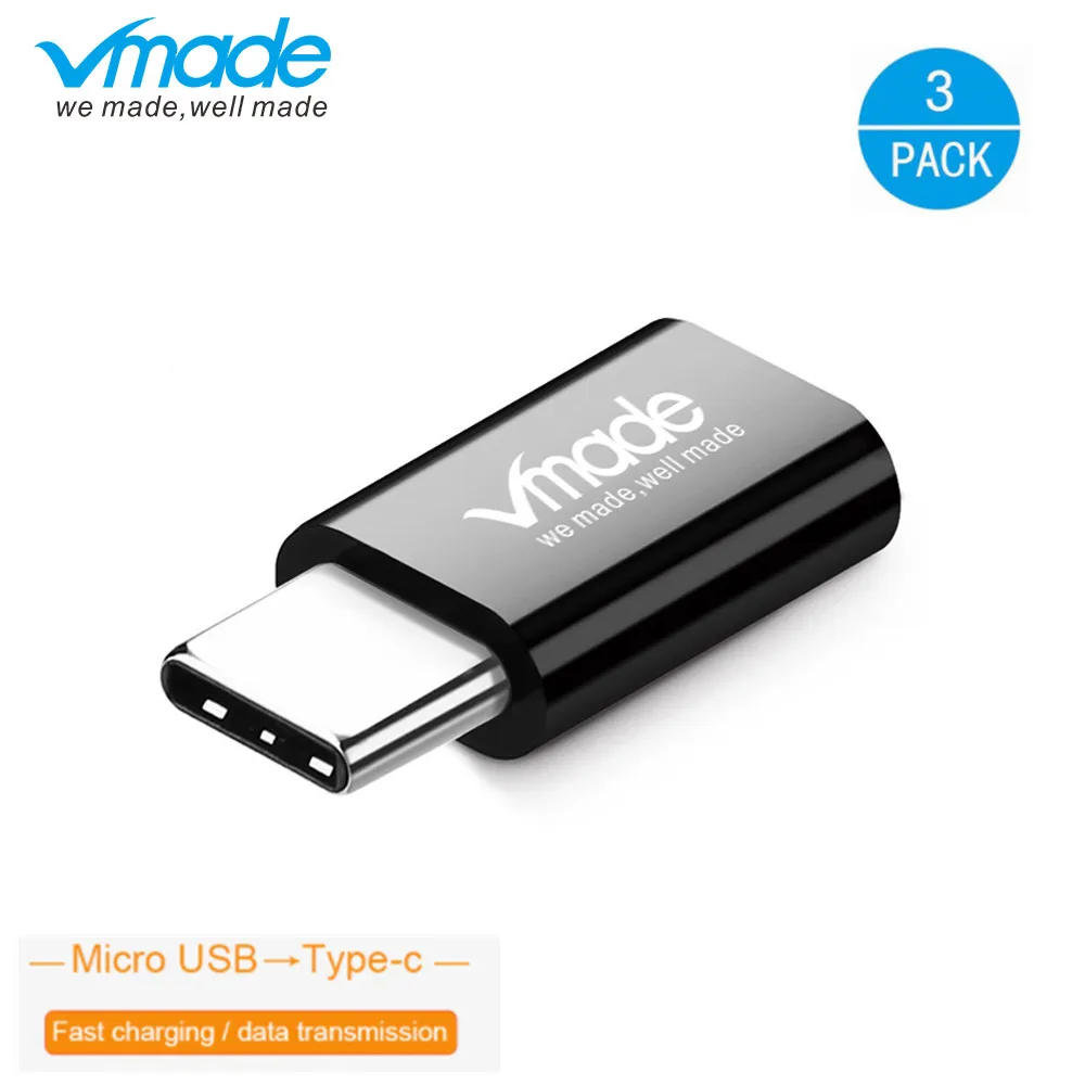 

new 3PCS Typec To Micro Usb For One Plus 6 5 For Xiaomi Huawei P20 Lite Honor 10 Mate 20 Pro Usbc Connector Black Type-c Adapter