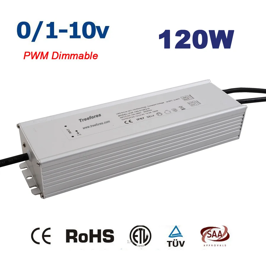 ФОТО IP67 Waterproof 0-10V PWM Dimmable 120W 12V 24V DC Led Strip Light Regulator AC to DC Led Transformer Power Supply