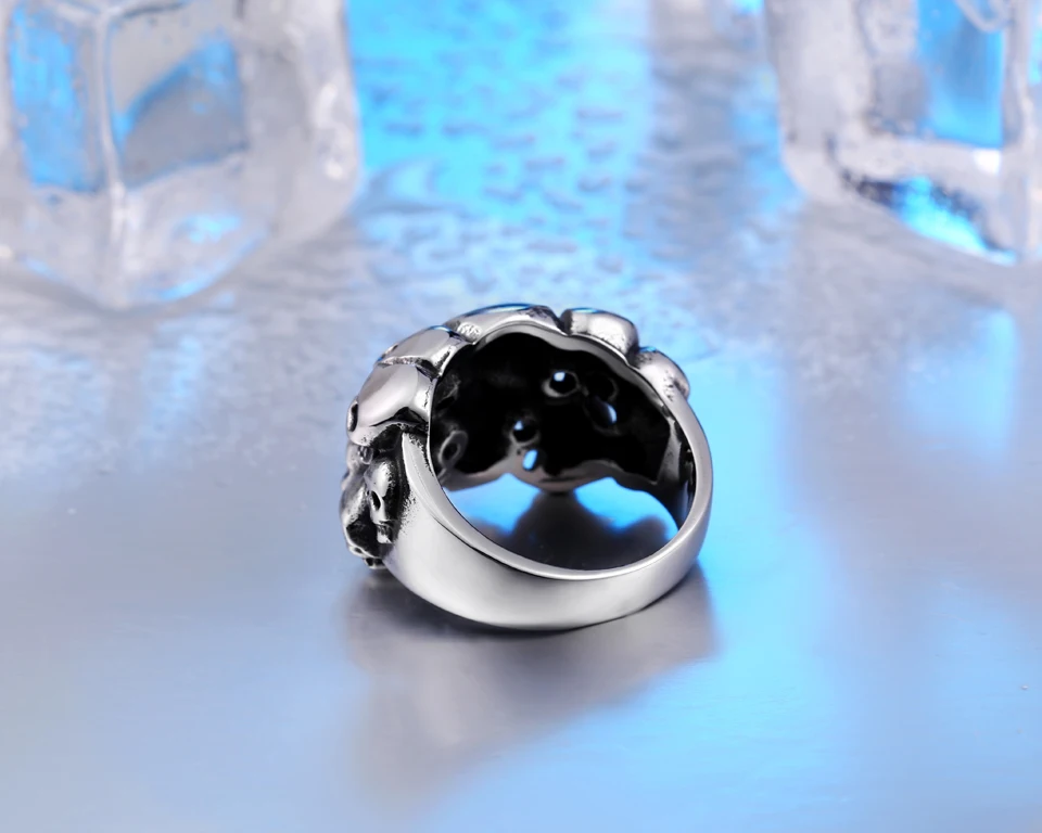 Байер магазин кольцо из нержавеющей стали 316L Высокое качество Мужские Панк Байкер ювелирные изделия много мульти череп кольцо LLBR8-041R