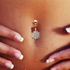 316L Steel Green Flower Crystal Navel Bars Gold Belly Button Ring Navel Piercing Body Jewelry 1.6*10mm Pirings Ombligo Nombril ► Photo 2/6