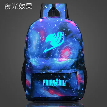 

Fairy Tail Japanese Anime Backpack Starry Sky Luminous Printing Harajuku Men Women Schoolbag Canvas Backpack Travel Mochilas Bag