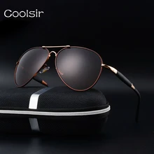 New 2017 coolsir marca diseñador polarized aviator gafas de sol hombres marco de metal de moda retro de conducción de viaje gafas de sol hombre