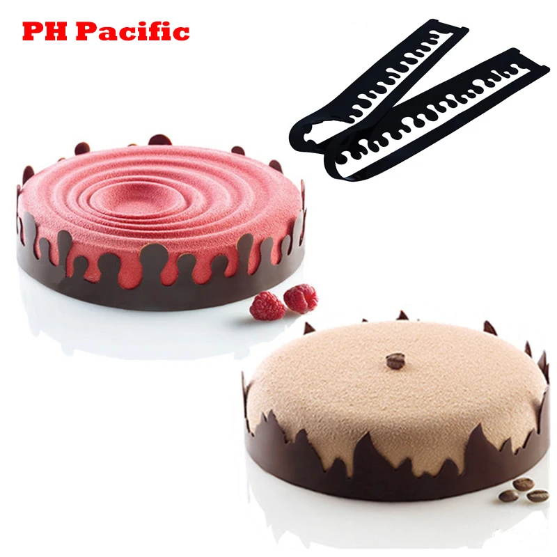 

80x8.5CM Bubble Leaf Flame Shaped Silicone Cake Edge Chocolate Mould DIY Lace Sugar Craft Fondant Cake Decorating Tools Bakeware