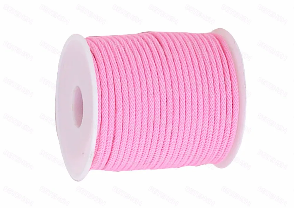 

4-5mm pink Twisted Twine Nylon Cord+DiY Craft Jewelry Accessories Macrame rope Bracelet String Thread-25m/Roll