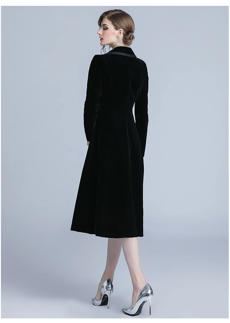 Роскошное черное бархатное длинное зимнее пальто Casacas Para Mujer Invierno готическое Женское пальто с длинными рукавами Casaco Feminino K315